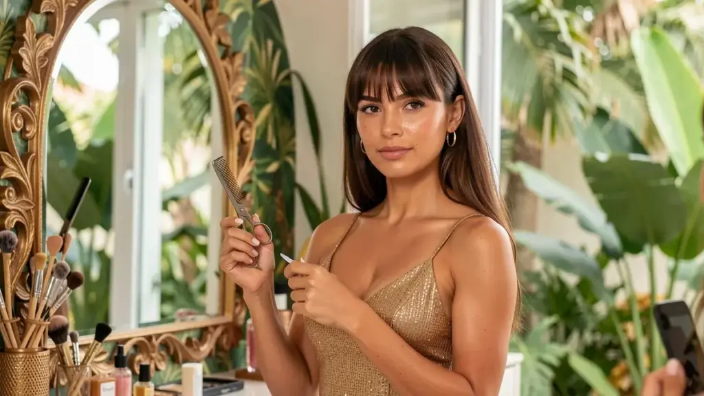 Franja curtain bangs como fazer: guia de corte com tesoura, pente e espelho